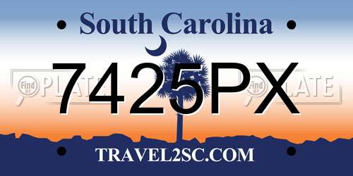 7425PX South Carolina License Plate