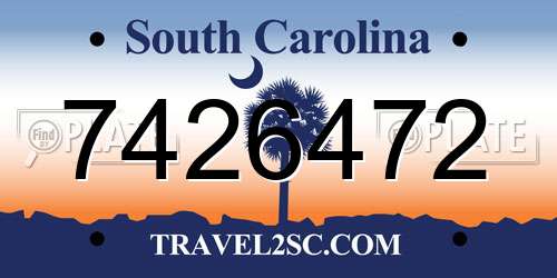 7426472 South Carolina License Plate
