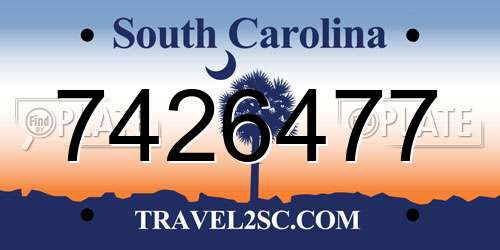 7426477 South Carolina License Plate