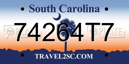 74264T7 South Carolina License Plate