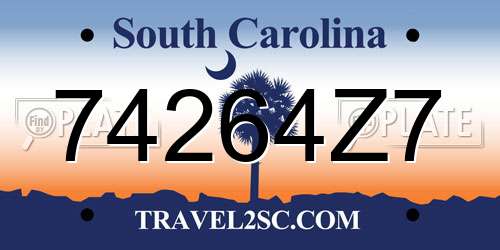 74264Z7 South Carolina License Plate