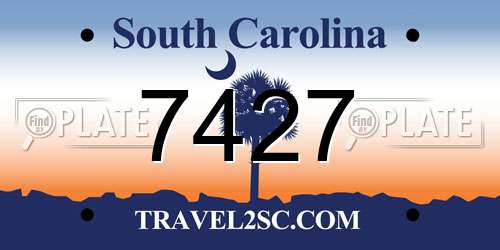 7427 South Carolina License Plate