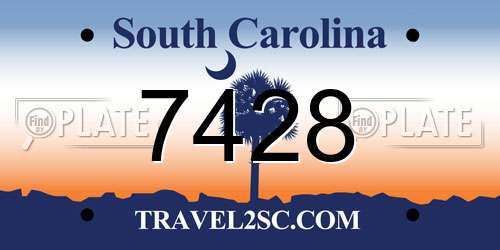 7428 South Carolina License Plate