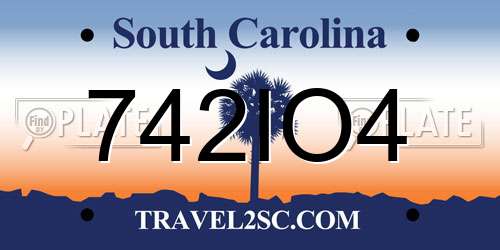 742IO4 South Carolina License Plate