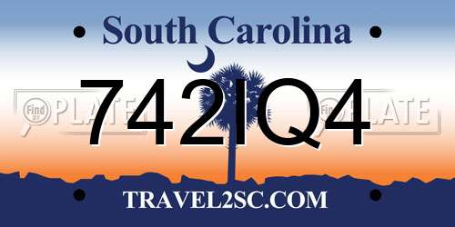 742IQ4 South Carolina License Plate