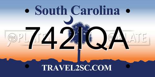 742IQA South Carolina License Plate