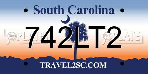 742LT2 South Carolina License Plate