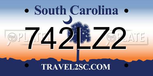 742LZ2 South Carolina License Plate