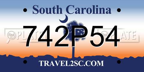 742P54 South Carolina License Plate