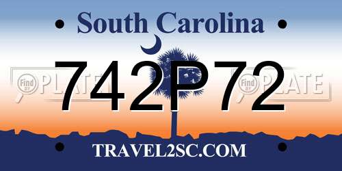 742P72 South Carolina License Plate