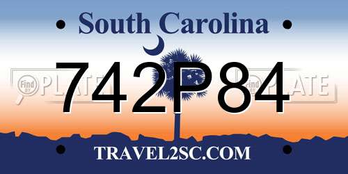 742P84 South Carolina License Plate
