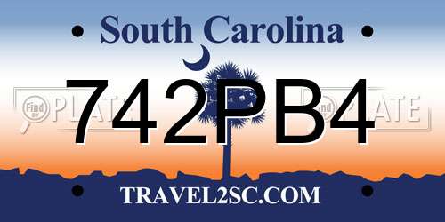 742PB4 South Carolina License Plate