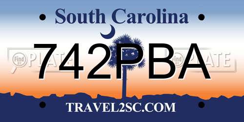742PBA South Carolina License Plate