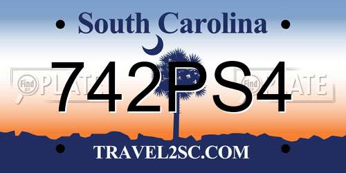 742PS4 South Carolina License Plate