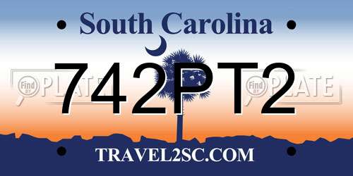 742PT2 South Carolina License Plate