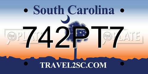 742PT7 South Carolina License Plate