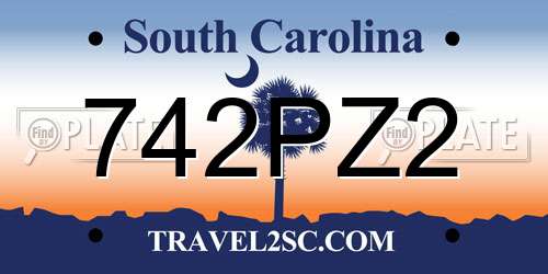 742PZ2 South Carolina License Plate