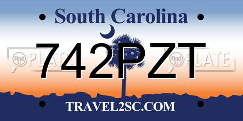 742PZT South Carolina License Plate