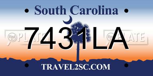 7431LA South Carolina License Plate