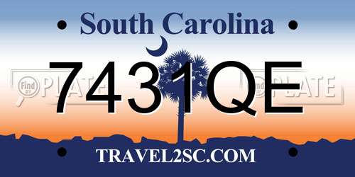7431QE South Carolina License Plate