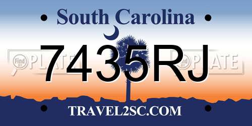 7435RJ South Carolina License Plate
