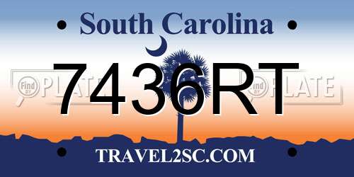 7436RT South Carolina License Plate