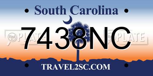 7438NC South Carolina License Plate