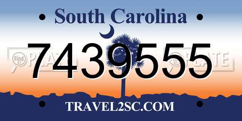 7439555 South Carolina License Plate