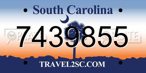 7439855 South Carolina License Plate