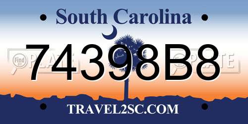 74398B8 South Carolina License Plate