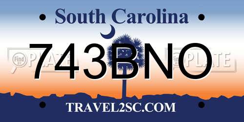 743BNO South Carolina License Plate