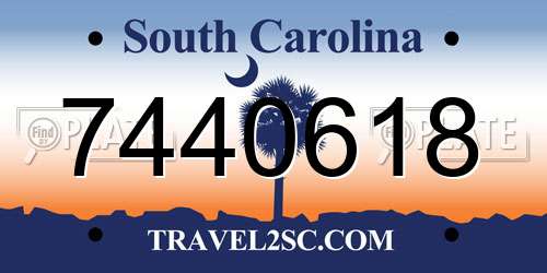 7440618 South Carolina License Plate