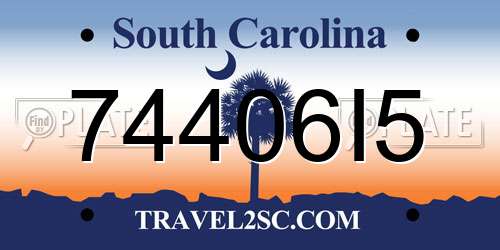 74406I5 South Carolina License Plate