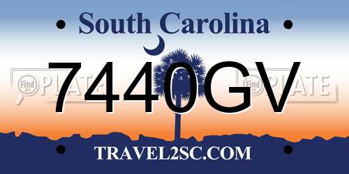 7440GV South Carolina License Plate