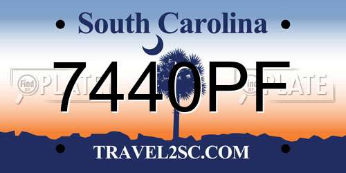 7440PF South Carolina License Plate