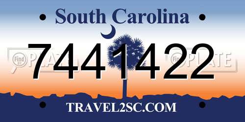 7441422 South Carolina License Plate