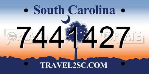 7441427 South Carolina License Plate
