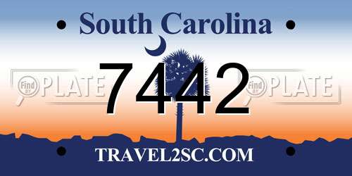 7442 South Carolina License Plate