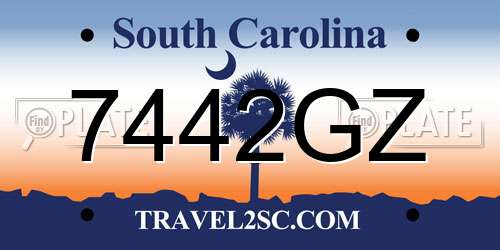 7442GZ South Carolina License Plate