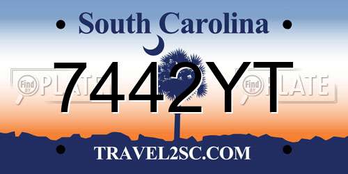 7442YT South Carolina License Plate