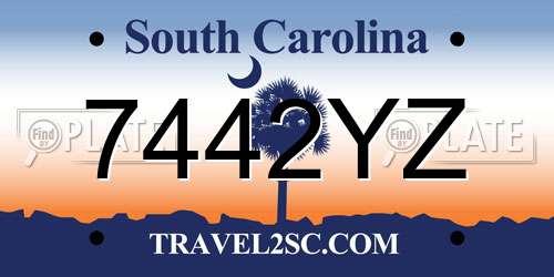 7442YZ South Carolina License Plate
