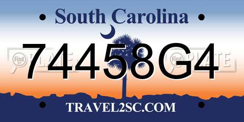 74458G4 South Carolina License Plate
