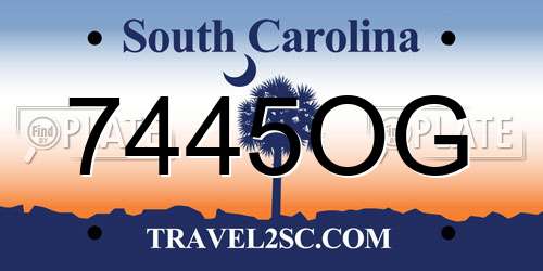 7445OG South Carolina License Plate