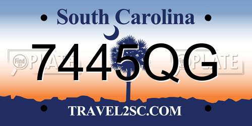 7445QG South Carolina License Plate