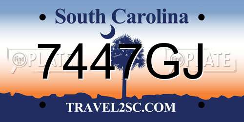 7447GJ South Carolina License Plate