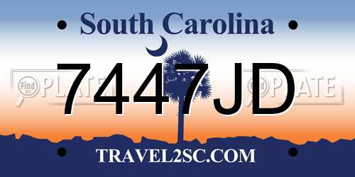 7447JD South Carolina License Plate