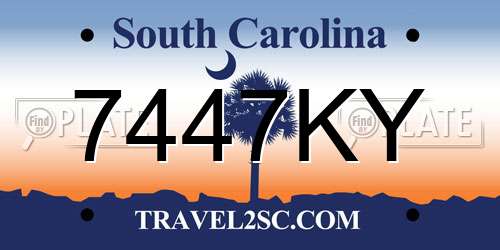 7447KY South Carolina License Plate