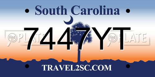 7447YT South Carolina License Plate