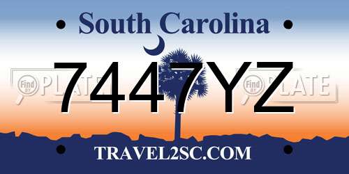 7447YZ South Carolina License Plate