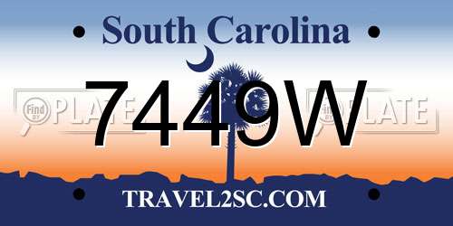 7449W South Carolina License Plate